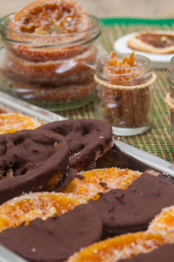 naranjas escarchadas con chocolate