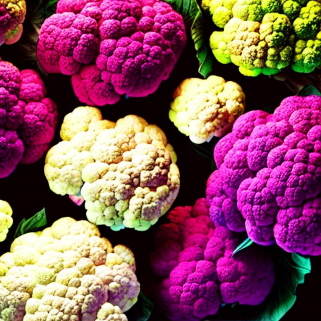 Imagen de varias coliflores de distintos colores, para dejar claro que todas son aptas para esta receta de coliflor hervida en infusión de aromáticas.